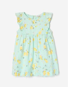 Мятное платье с лимонами для малышки Gloria Jeans