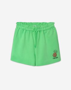 Зелёные спортивные шорты с принтом Fresh для девочки Gloria Jeans