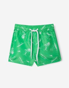 Зелёные пляжные шорты с принтом для мальчика Gloria Jeans