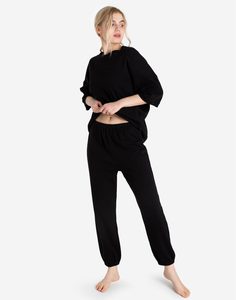 Чёрные домашние брюки-джоггеры Gloria Jeans
