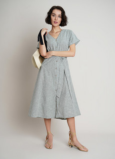 Платье миди из структурного льна O'stin