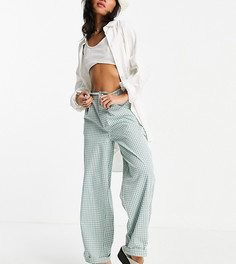 Зеленые свободные брюки чиносы в клетку ASOS DESIGN Petite-Зеленый цвет
