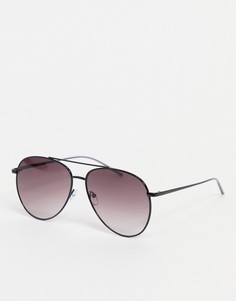 Солнцезащитные очки-авиаторы в черной металлической оправе ASOS DESIGN-Черный цвет