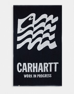 Черное полотенце с фирменным волнистым принтом Carhartt WIP-Черный цвет