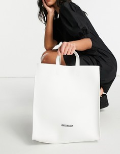 Белая гладкая сумка‑тоут на плечо с логотипом Claudia Canova-Белый