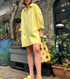 Желтое платье-рубашка мини из твила COLLUSION-Желтый