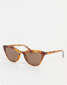 Крупные солнцезащитные очки «кошачий глаз» в коричневой черепаховой оправе Monki Vega-Коричневый цвет
