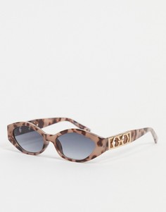 Овальные солнцезащитные очки в угловатой черепаховой оправе Topshop-Коричневый цвет