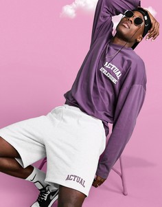 Фиолетовая oversized-футболка с принтом на груди и логотипом на спине ASOS Actual Athleisure-Фиолетовый цвет