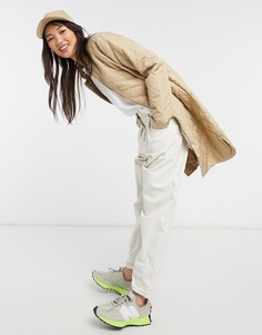 Удлиненное стеганое пальто бежевого цвета Selected Femme-Бежевый