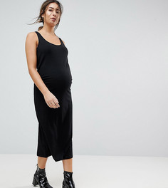 Облегающее платье миди для беременных из органических материалов Mamalicious-Черный Mama.Licious