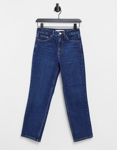 Прямые джинсы цвета индиго с обработанной кромкой Topshop-Голубой