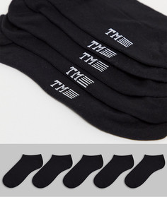 Набор из 5 пар черных спортивных носков Topman-Черный цвет