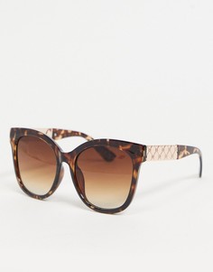 Коричневые солнцезащитные очки «кошачий глаз» в стиле oversized с черепаховой оправой River Island-Коричневый цвет