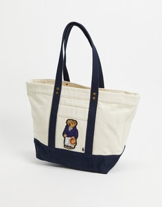 Белая сумка-тоут с логотипом в виде медвежонка Polo Ralph Lauren-Белый