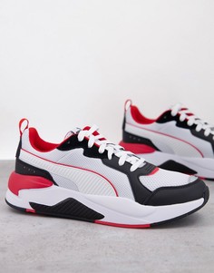 Белые кроссовки с черными и красными вставками Puma X-Ray-Белый