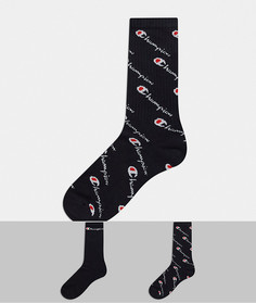 Набор из 2 пар черных носков с логотипом Champion-Многоцветный