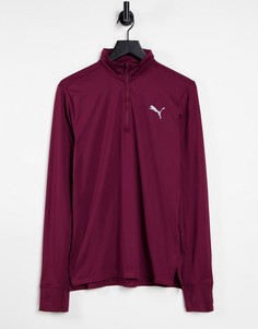 Бордовый свитшот на короткой молнии PUMA Running Favorite-Красный