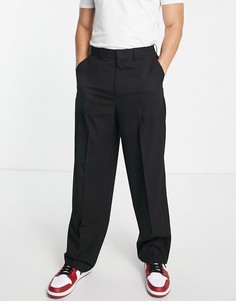 Черные строгие брюки с широкими штанинами ASOS DESIGN-Черный цвет