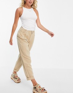 Бежевые льняные брюки-галифе свободного кроя ASOS DESIGN-Коричневый цвет