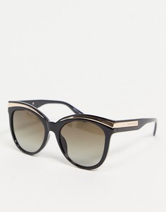 Черные солнцезащитные очки в оправе «кошачий глаз» с металлическими вставками River Island-Черный
