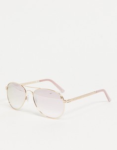 Золотистые солнцезащитные очки в стиле ретро с прозрачными стеклами River Island-Золотистый