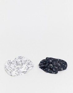 Набор из 2 резинок для волос с принтами груди и тела черного и белого цветов Monki Kelly-Многоцветный