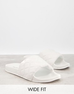 Белые стеганые шлепанцы для широкой стопы Truffle Collection-Бежевый