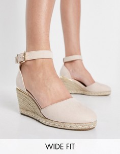 Бежевые эспадрильи на каблуке и танкетке для широкой стопы Truffle Collection-Нейтральный