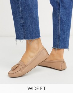 Кожаные лоферы верблюжьего цвета с кисточками Dune Wide Fit-Neutral