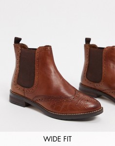 Светло-коричневые кожаные ботинки челси Dune wide fit-Коричневый