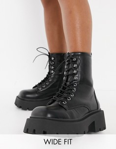 Черные высокие ботинки челси на толстой подошве для широкой ступни Truffle Collection-Черный