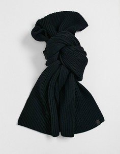 Черный шарф из мериносовой шерсти в рубчик AllSaints-Черный цвет