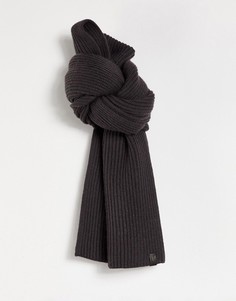 Серый меланжевый шарф из мериносовой шерсти в рубчик AllSaints