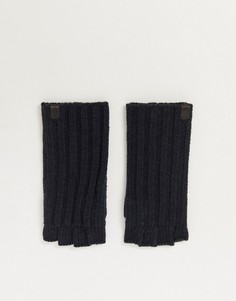 Черные меланжевые перчатки без пальцев в рубчик AllSaints-Черный цвет
