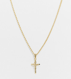 Позолоченное ожерелье из стерлингового серебра с крупными звеньями и подвеской-крестиком Chained & Able-Золотистый