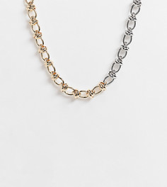 Ожерелье-цепочка серебристого и золотистого цвета с звеньями-узлами и Т-образной застежкой ASOS DESIGN Curve-Многоцветный