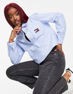 Синяя рубашка на пуговицах с логотипом Tommy Jeans-Голубой