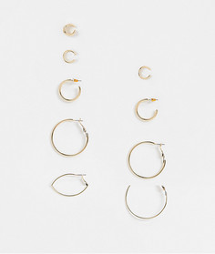 Набор из 6 пар золотистых серег-колец и каффов с минималистичным дизайном ASOS DESIGN-Золотистый
