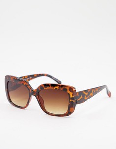 Прямоугольные солнцезащитные очки в черепаховой оправе Accessorize Jessica-Коричневый цвет