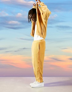 Велюровые бежевые джоггеры в стиле oversized с фиксированным нижним краем и контрастным кантом по бокам от комплекта ASOS DESIGN-Нейтральный