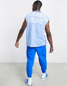 Голубая майка в стиле oversized с большим принтом логотипа ASOS Dark Future-Голубой