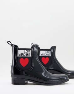 Черные резиновые сапожки Love Moschino-Черный цвет