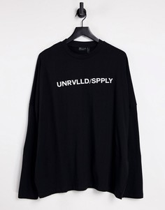 Черный oversized-лонгслив с логотипом ASOS Unrvlld Spply-Черный цвет