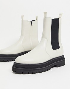 Белые высокие ботинки челси из искусственной кожи ASOS DESIGN-Белый