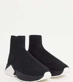 Черные кроссовки с верхней частью в форме носка для широкой стопы ASOS DESIGN Wide Fit Della-Черный