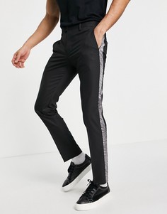 Черные брюки с серебристыми пайетками Twisted Tailor-Серебристый