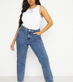 Голубые прямые джинсы из переработанных материалов с рваным нижним краем Missguided Plus-Голубой
