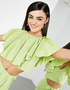 Кроп-топ яблочно-зеленого цвета с оборками ASOS EDITION-Зеленый цвет