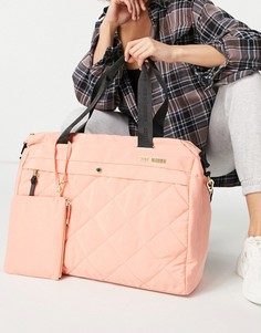 Большая стеганая сумка-тоут с маленькой сумочкой персикового цвета Steve Madden-Розовый цвет
